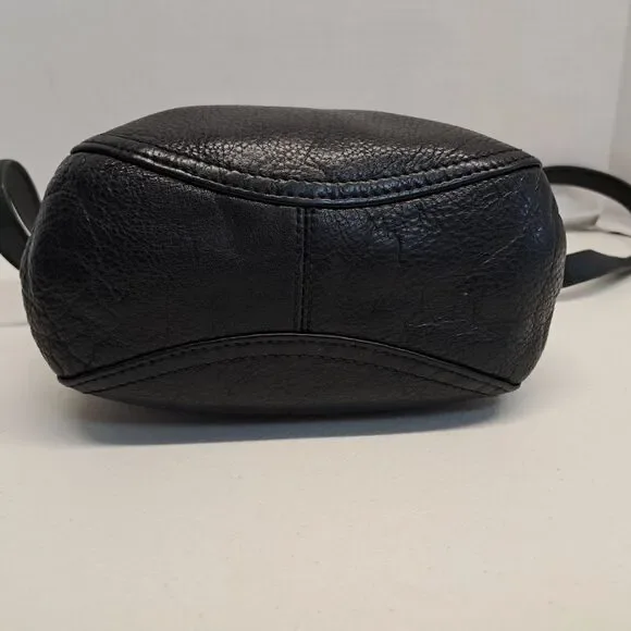 Anee Klein II Black Leather Handbag With Silver Metal Handle And Shoulder Strap - Picture 6 of 14